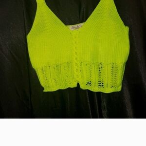 Neon Green Knit Crop Top